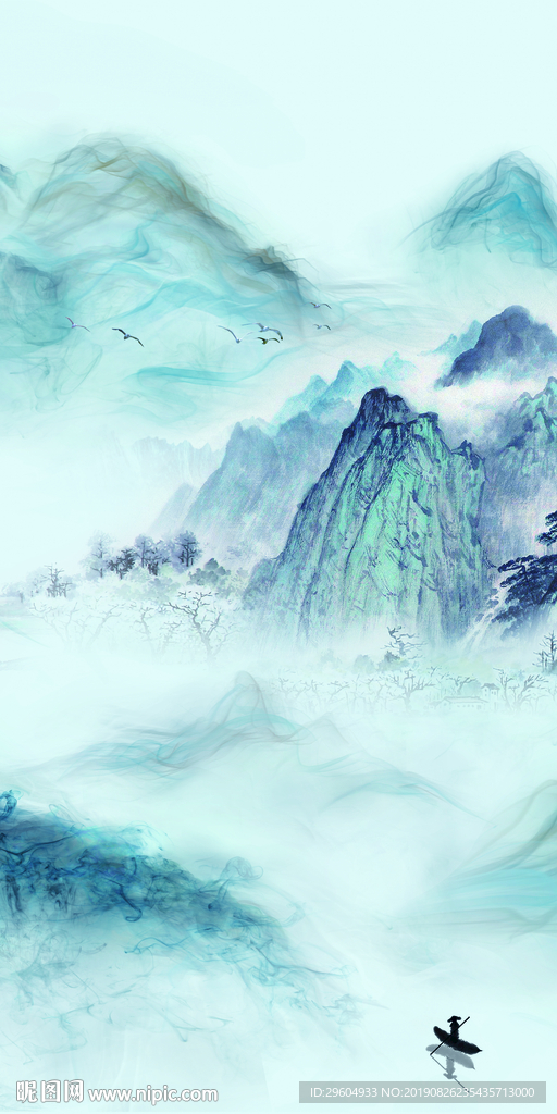 简约山水玄关画 TIF分层