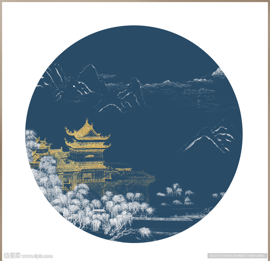 新中式圆形装饰画