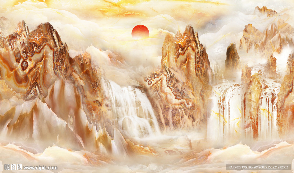 大理石纹  旭日东升  黄色石