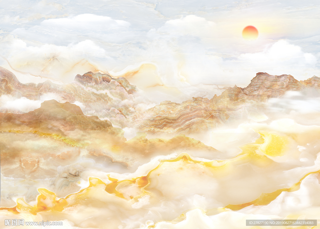 大理石纹  旭日东升  黄色石