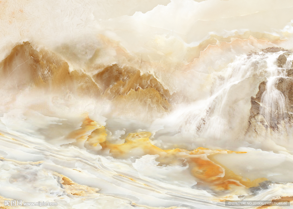 海纳百川 大理石纹  旭日东升