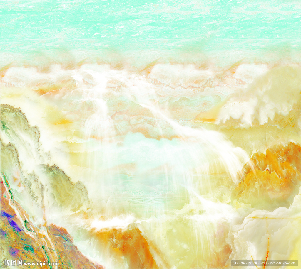 高山流水  大理石纹  旭日