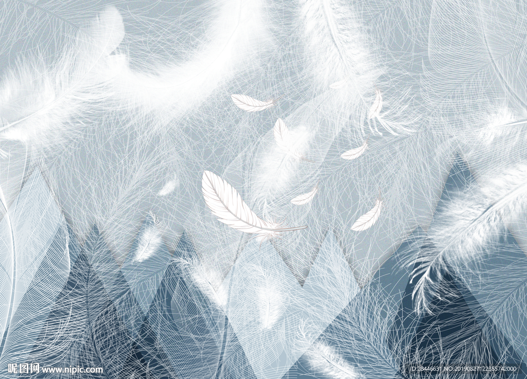 北欧简约时尚羽毛背景墙