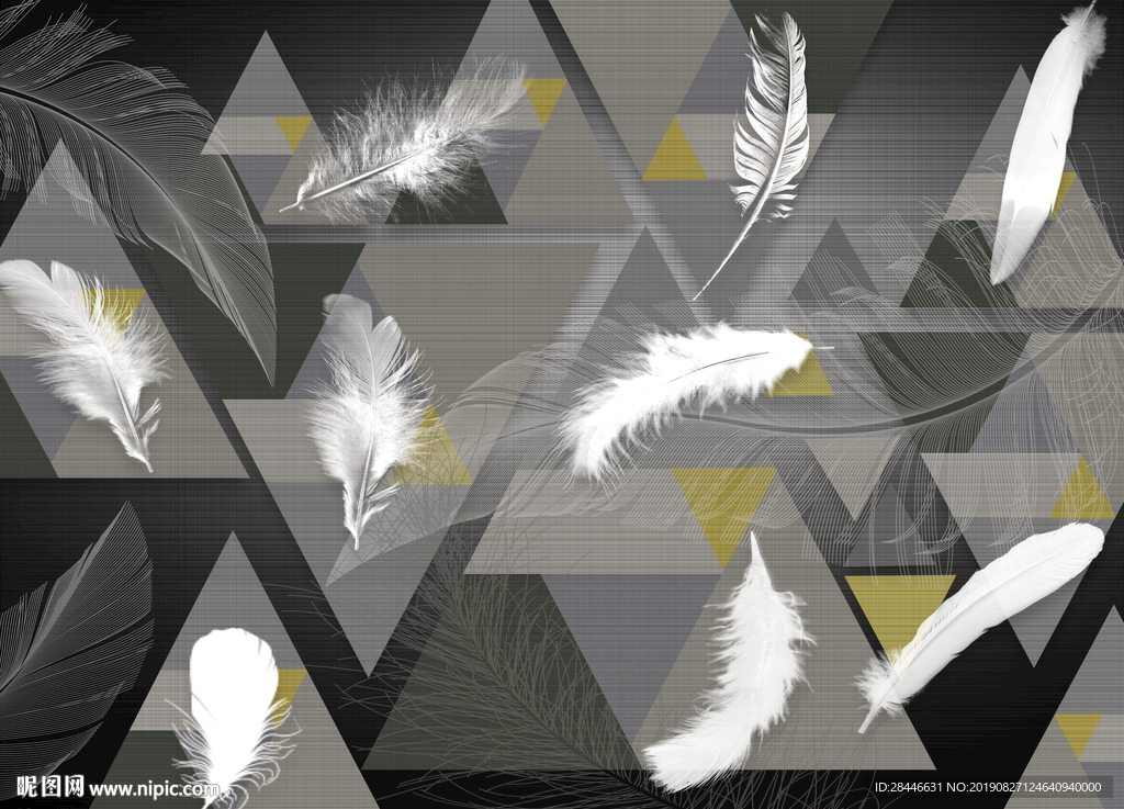 北欧简约时尚羽毛背景墙