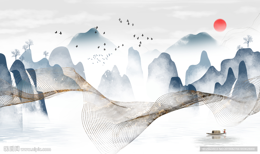 高清 意境山水画 TIF分层