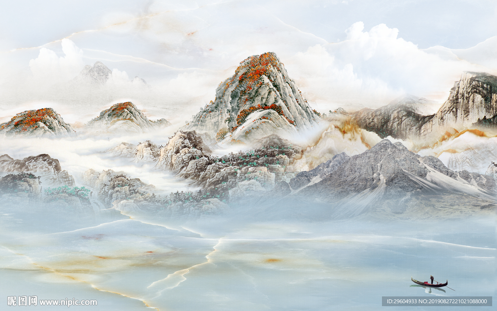 石纹新意境山水画 TIF分层