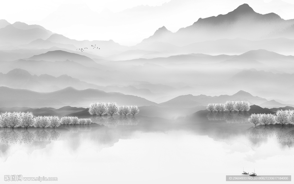 高级新意境山水画 TIF分层