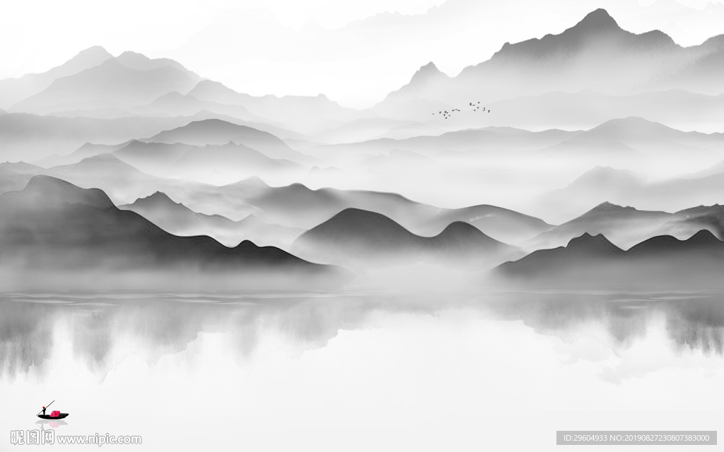 新中式新意境山水画 TIF分层