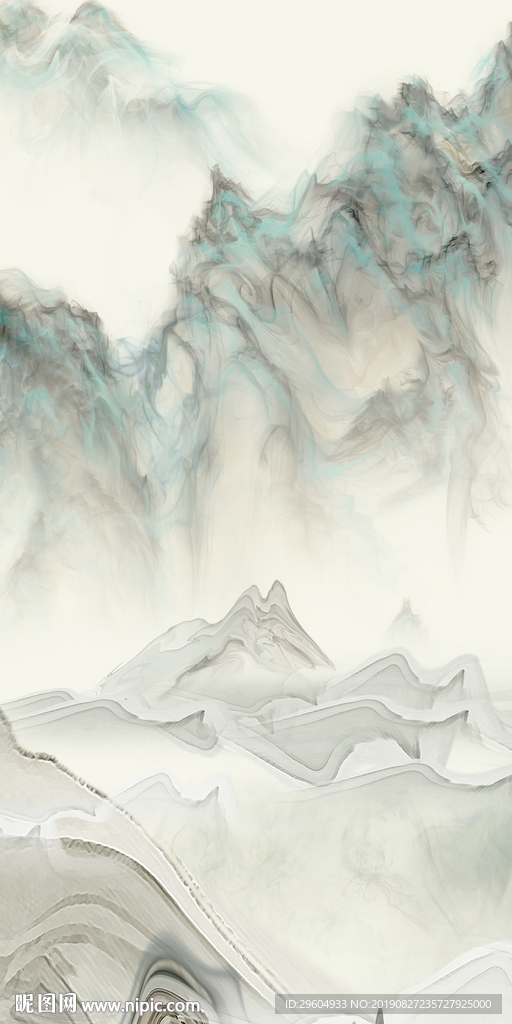 高级玄关水墨山水 TIF分层