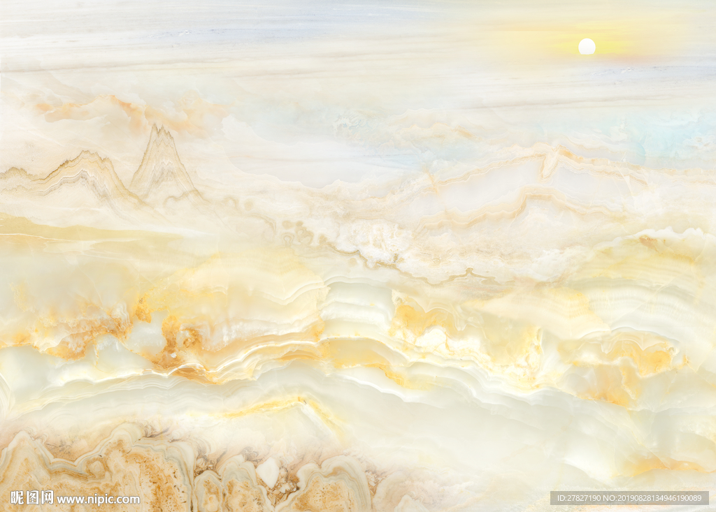 大理石纹  旭日东升  黄色