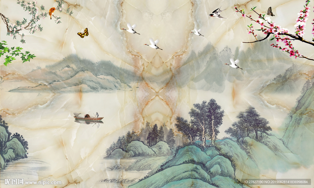 山水情  梅花山水 兰花山水