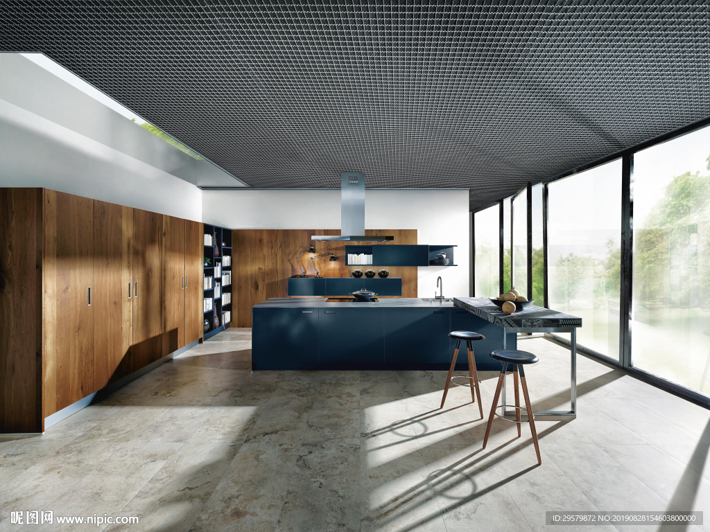 北欧风格 整体厨房空间效果图