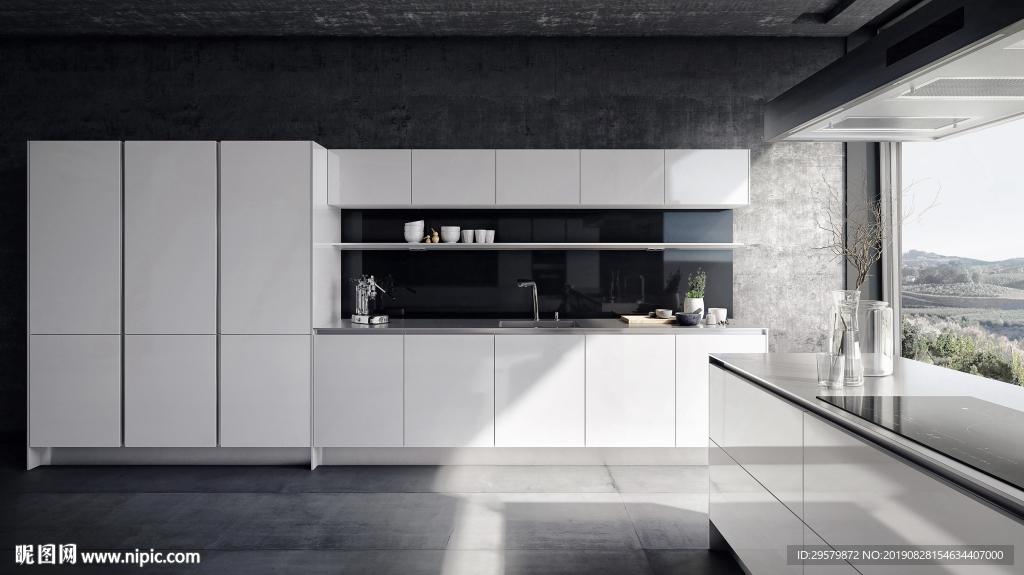 北欧风格 整体厨房空间效果图