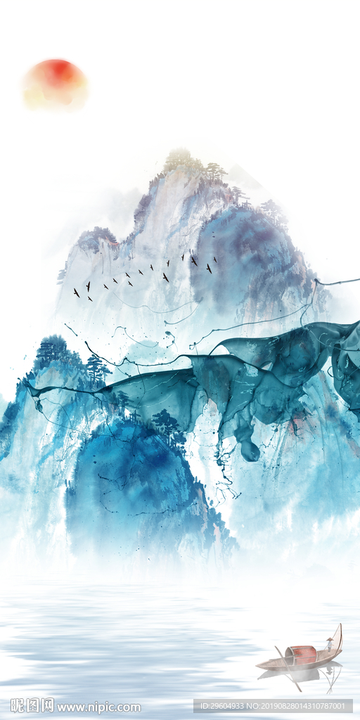 高清 玄关水墨山水 TIF分层