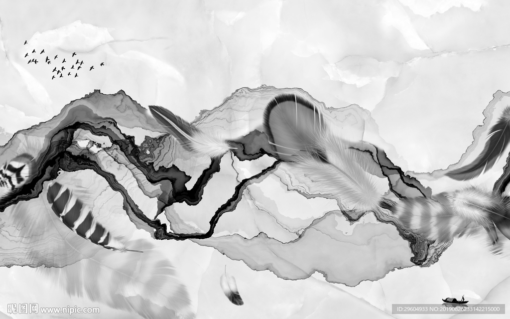 线条意境新山水 TIF分层画