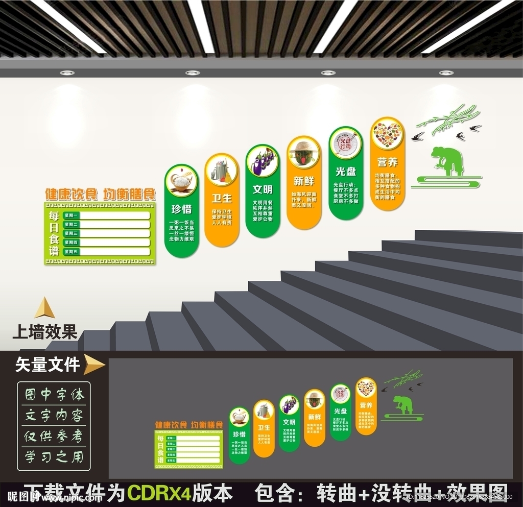 食堂楼梯文化墙