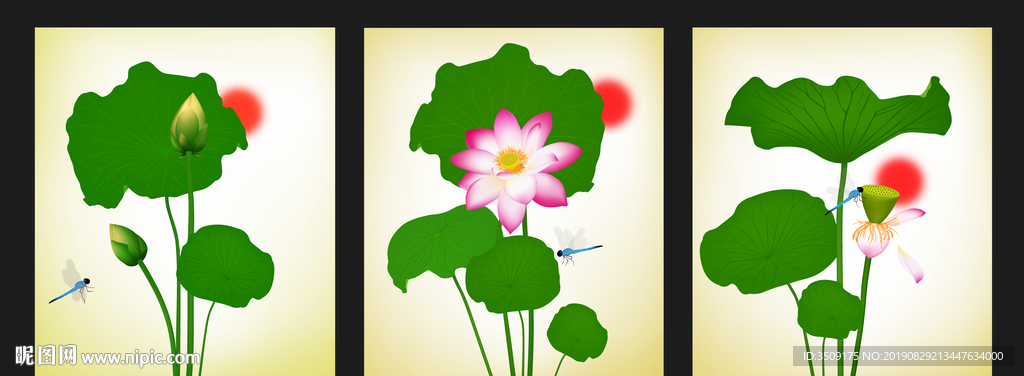 装饰画荷花蜻蜓图