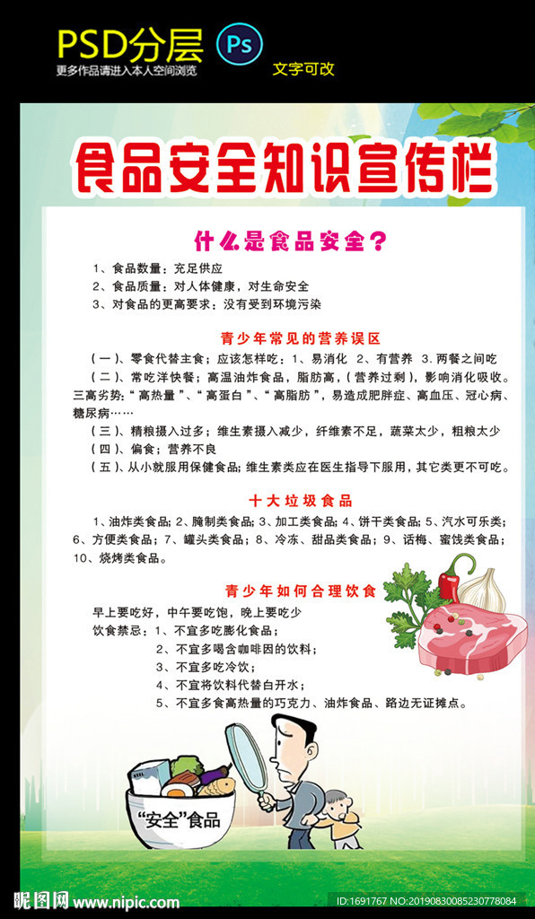 食品安全知识宣传栏