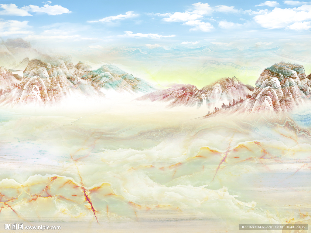 大理石纹山水
