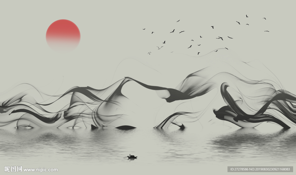 抽象水墨画 水墨烟雾画