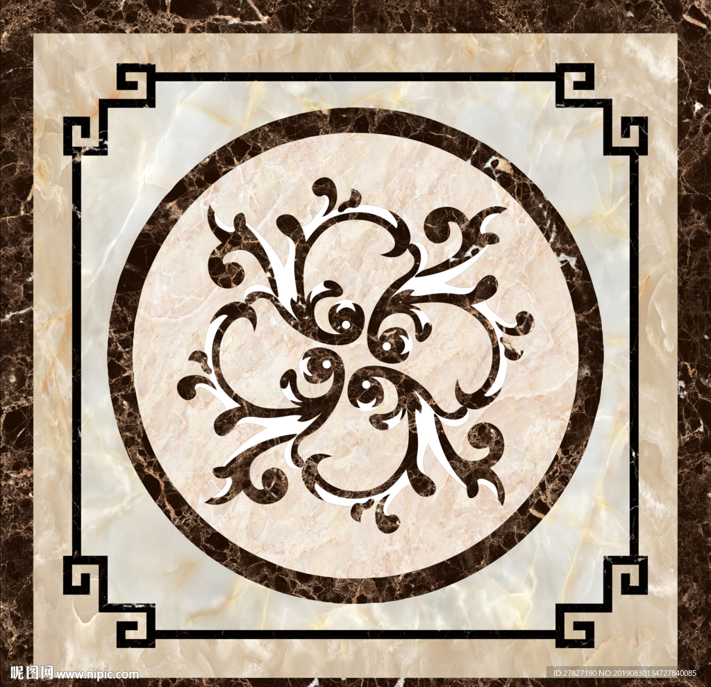 爵士白地拼 石纹地拼  水刀拼