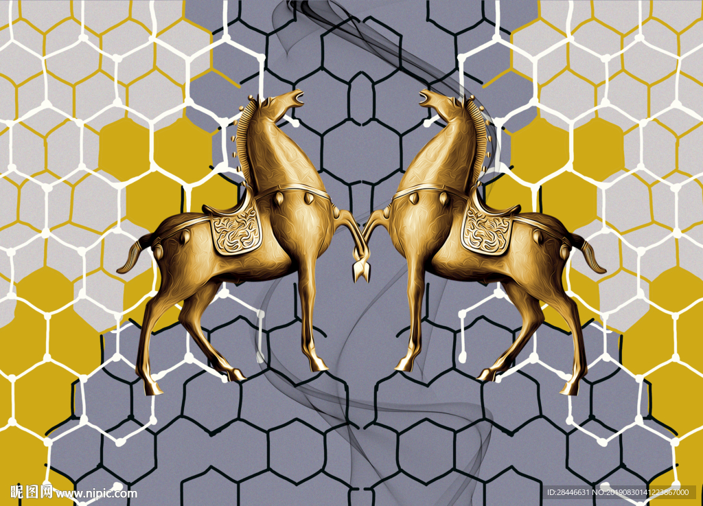 北欧简约时尚手绘装饰背景墙