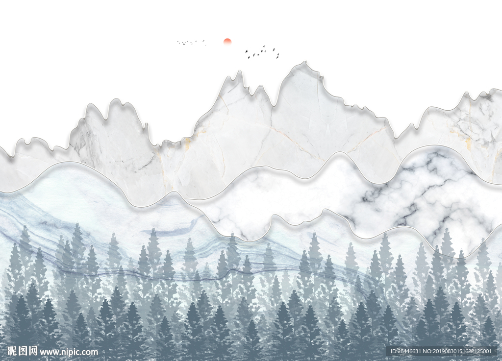 北欧简约时尚手绘装饰背景墙