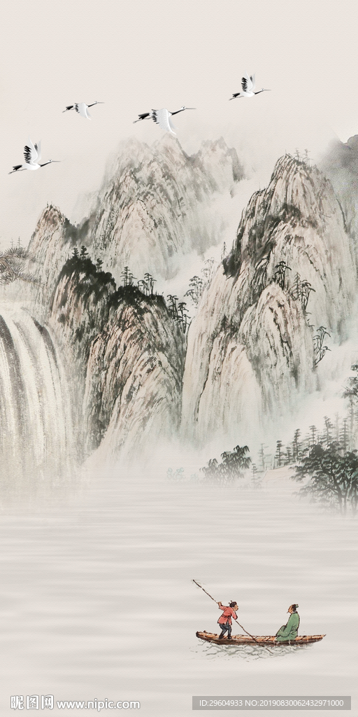 古风玄关国画山水 TIF分层