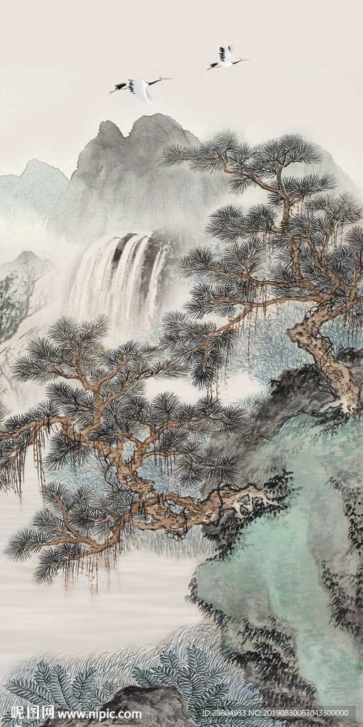 中国风玄关国画山水 TIF分层