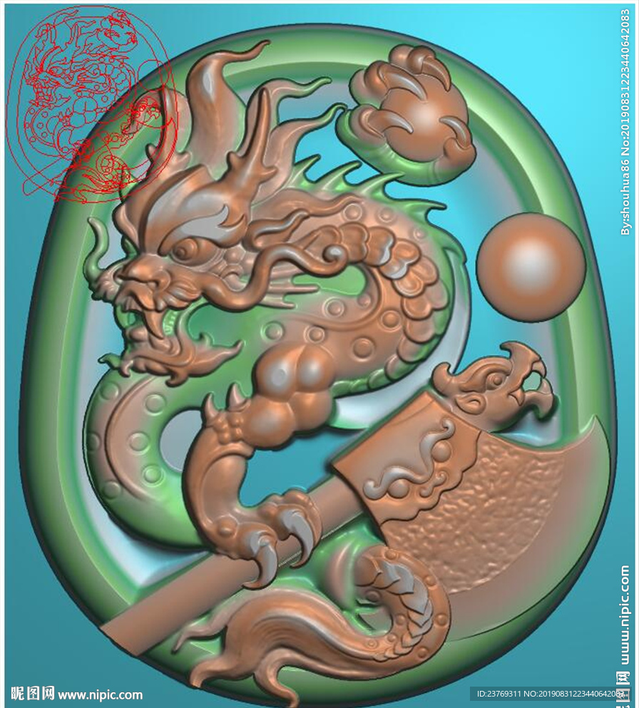 府上有龙斧头龙挂件玉雕龙牌精雕