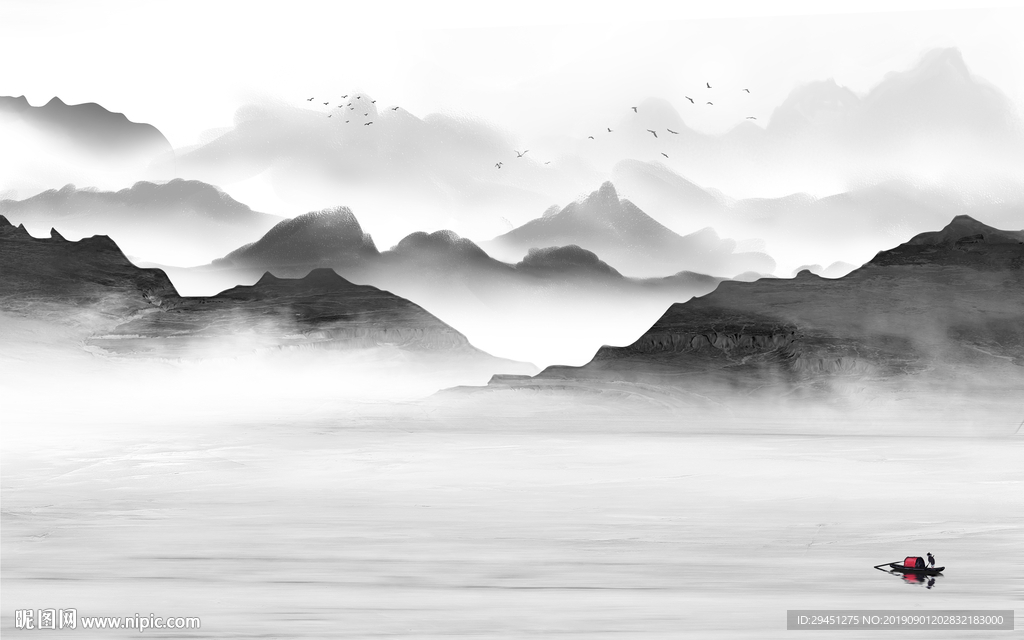 现代简约山水画 TIF分层