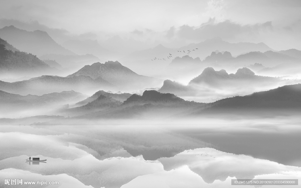 意境 大气山水画 TIF分层