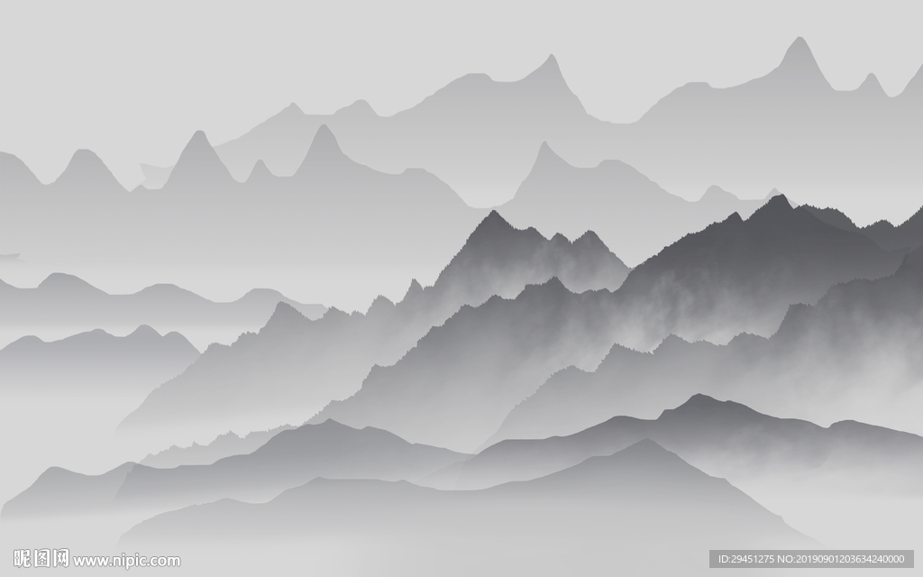 中国风山水画 TIF分层