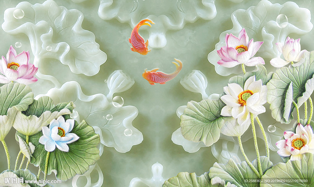 年年有余浮雕电视背景墙