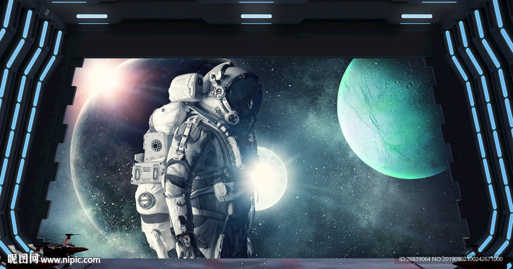 宇宙星球宇航员背景墙