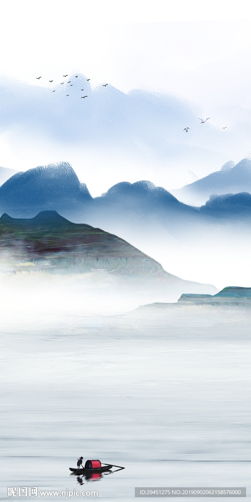 高档 玄关山水画 TIF分层