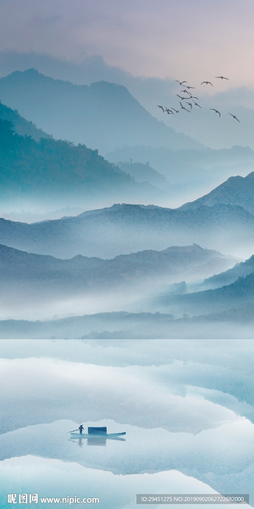 简约风景山水画 TIF分层