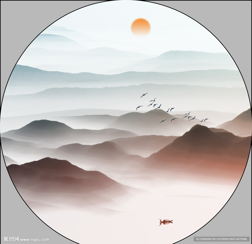 圆形山水