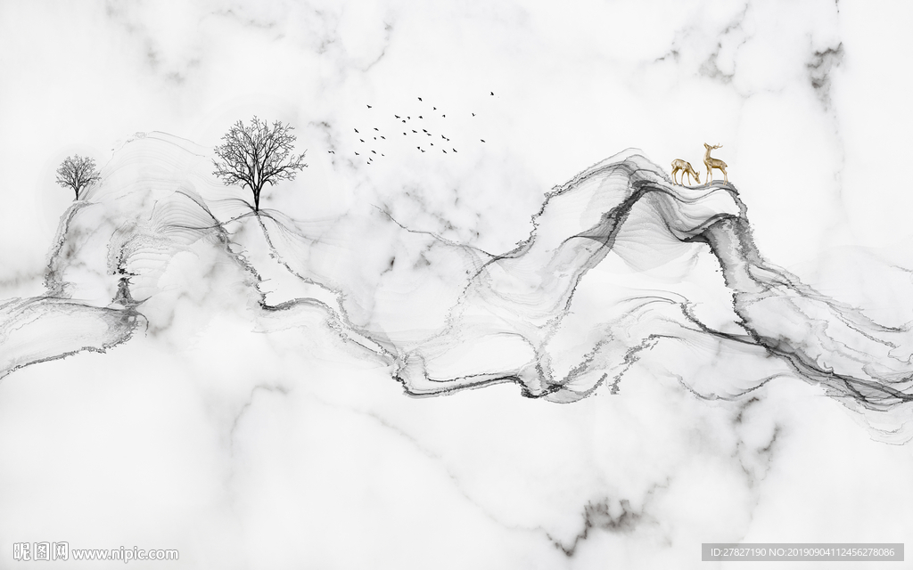 新中式 水墨山水 抽象水墨 高