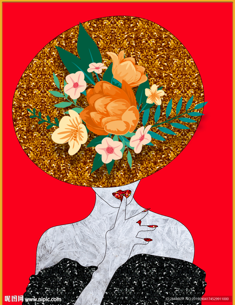 现代琉璃彩抽象人物装饰画