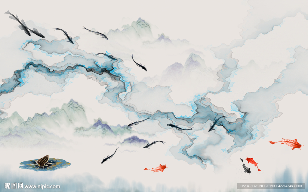 意境山水画 TIF分层 中式