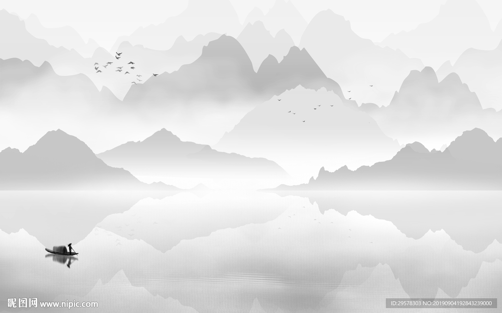 山水精美新国画 TIF分层