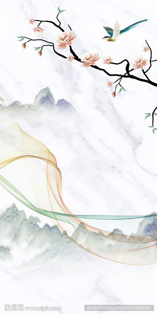 爵士白现代玄关画 TIF分层画