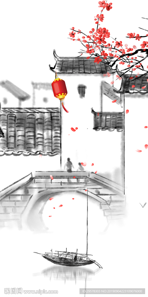 水乡 现代玄关画 TIF分层画