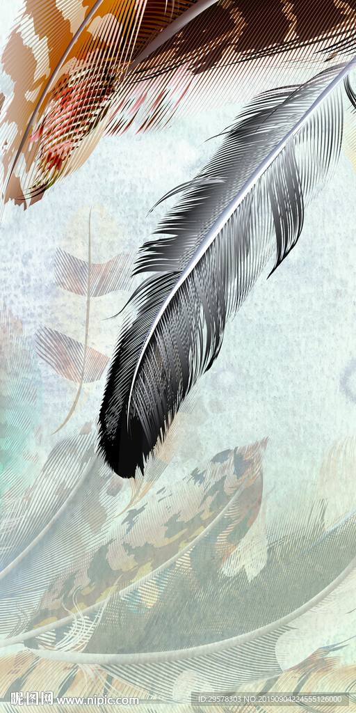 羽毛玄关装饰画 TIF分层