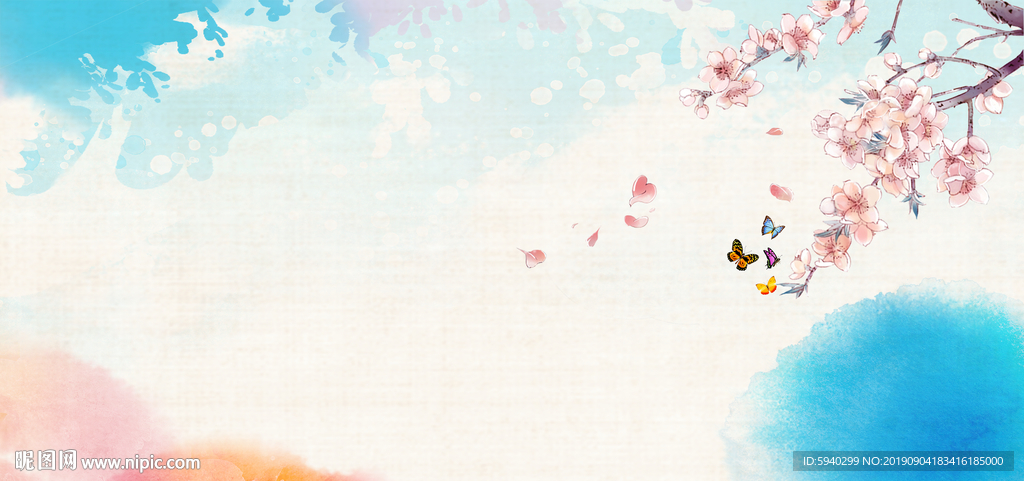 水彩古风元素背景