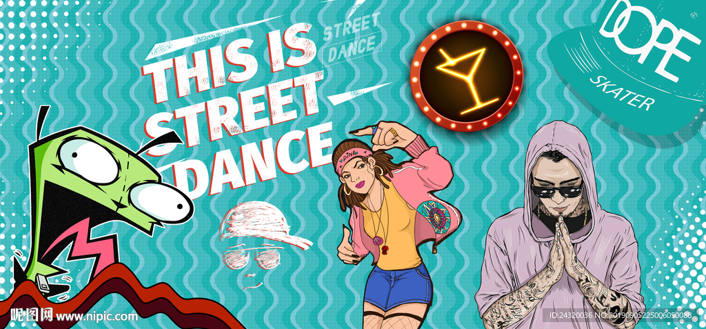 潮流嘻哈背景墙装饰画