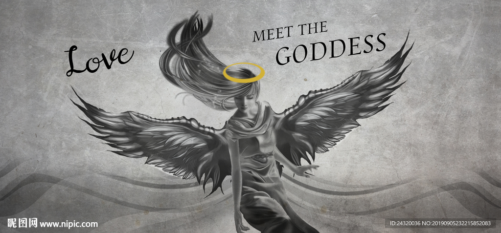 天使翅膀背景墙装饰画