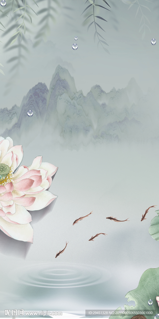 莲花新玄关画 TIF分层画