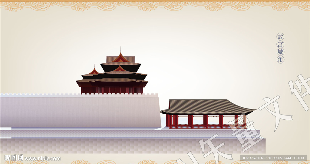 线描古建筑
